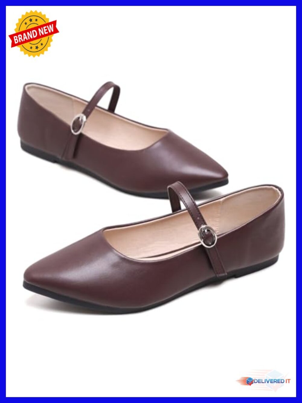 Women's Pointed Toe Mary Jane Flats with Adjustable Ankle Buckle - Classic - Picture 5 of 6